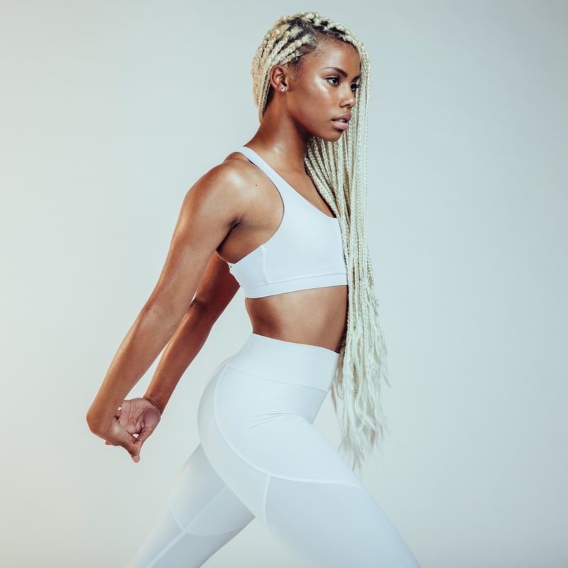 fit woman stretching