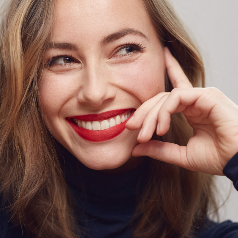 woman with beautiful lips, smiling