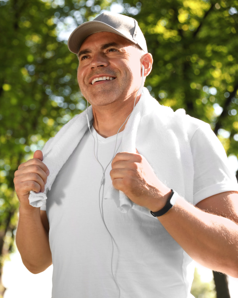 middle aged man exercising