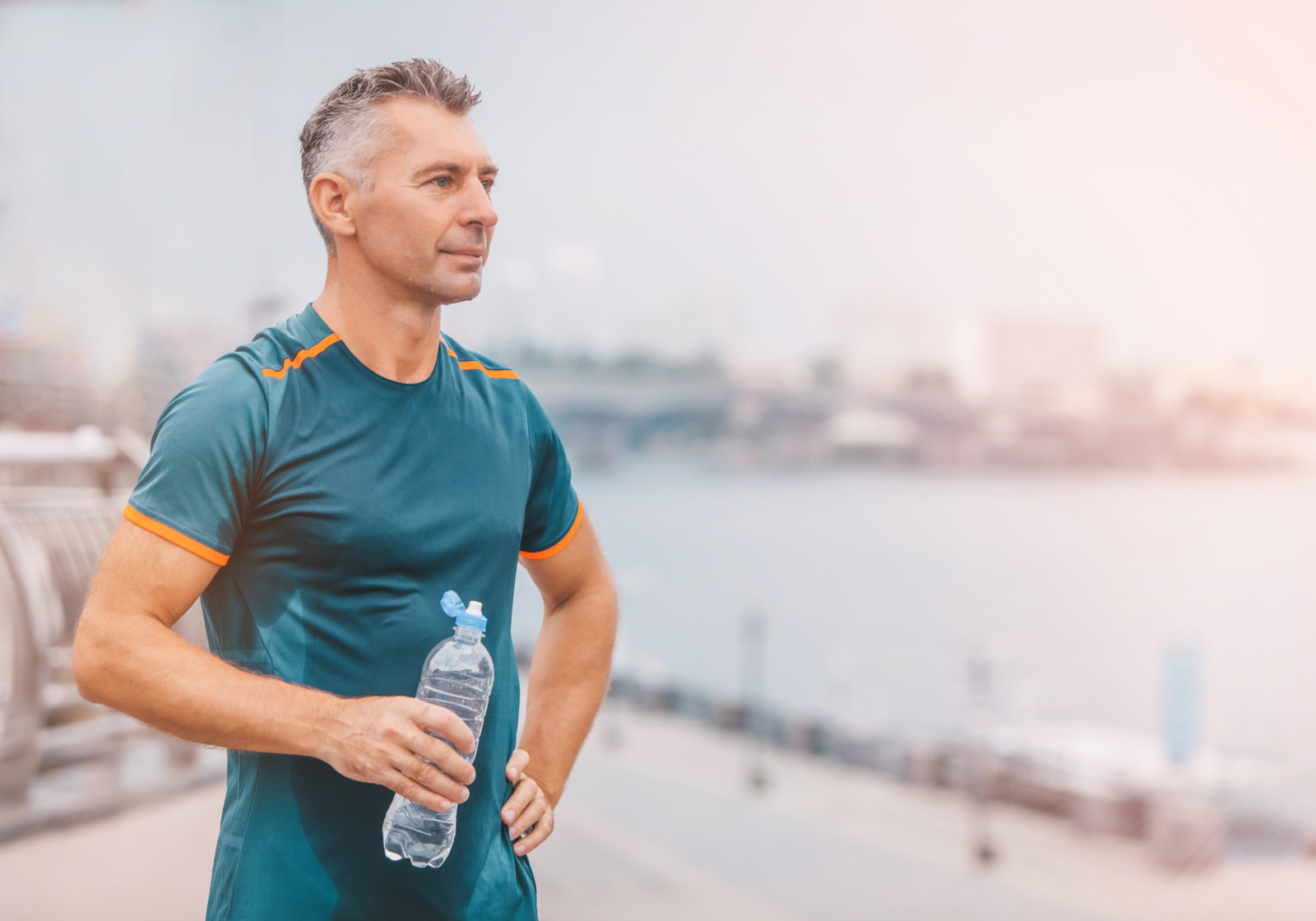 middle aged man running